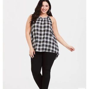 Torrid Metallic Plaid Georgette Hi Lo Tank